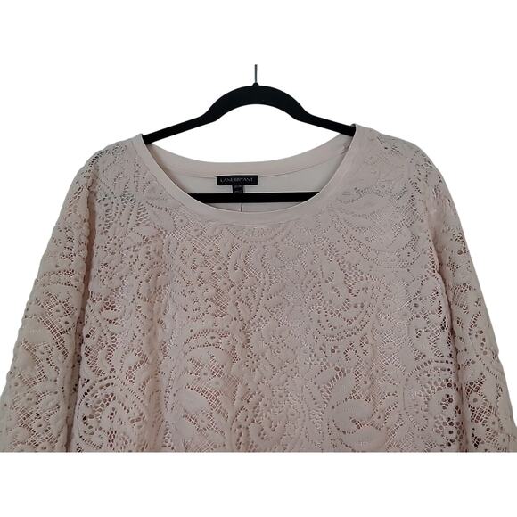 Lane Bryant 18/20 Pink Sweater Lace Overlay Oversized Lined Soft Cozy Roomy - Picture 2 of 11
